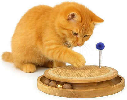 Interactive Cat Toy Natural Sisal Cat Scratcher Toys with Interactive Play Balls – Indoor Cat Scratch Pad for Furniture Protection, Exercise & Stress Relief