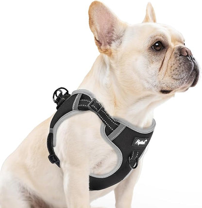 PUPTECK No Pull Dog Harness Small Medium Sized Dog, Adjustable Reflective Escape Proof Easy Control, Comfortable Soft Padded Step in Pet Vest Harness, Black, M