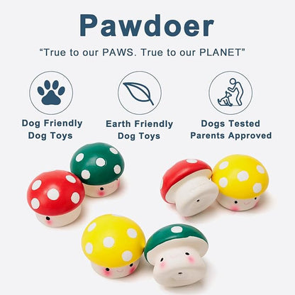 Pawdoer Squeaky Dog Toys, Soft Latex Squeaky Dog Ball for Small Dogs Puppies, Cute Bounce Squeak Mushroom Pet Toys