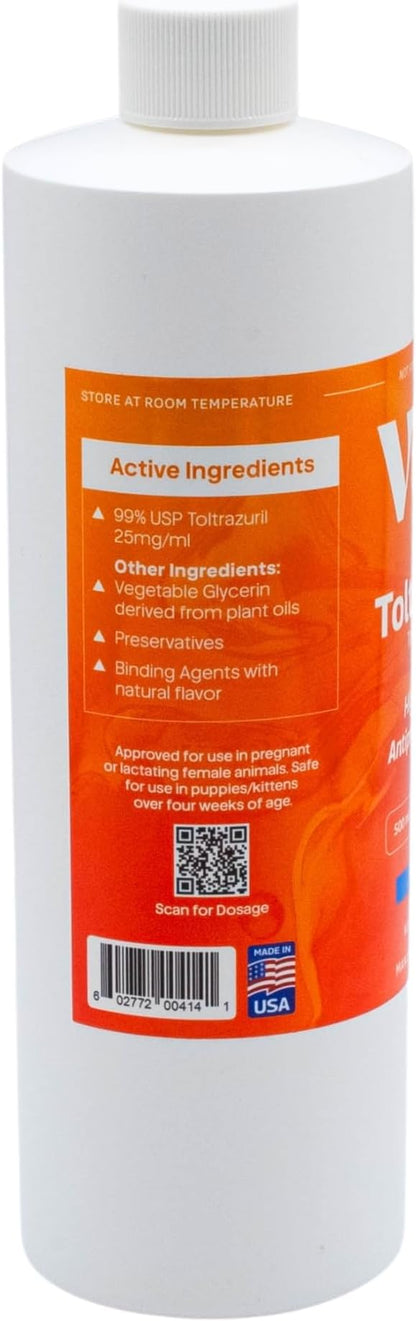ToltraMax Toltrazuril 2.5% for Horses, Dogs, Cats, 500mL/16.9 Ounce, for Non-Food Chain Animals, Chicken