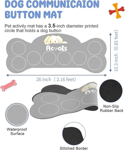 Dog Buttons for Communication, 8 Dog Talking Button Set, 30s Recordable Voice Pet Buzzer Training Buttons, Speaking Button for Dogs with Anti-Slip Dog Buttons Talk Mat and 24 Scene Stickers