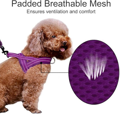 Plutus Pet No Pull Dog Harness with Breathable Mesh Padded, Adjustable Reflective Escape Proof Dog Harness, Quick Fit Dog Vest Harness for Small Medium Large Dogs(XS, Purple)