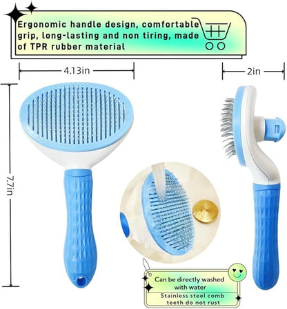 JRKOETY Cat Brush Self Cleaning, Ergonomic Handle,Slicker Cat Brush with Release Button,Tool Suitable for Cats and Dogs Pet Hair Cleaner, Easy to Remove Loose Undercoat ﻿ ﻿