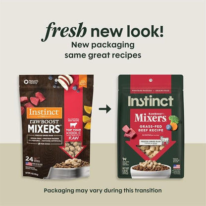 Instinct Raw Boost Mixers, Freeze Dried Dog Food Topper, Grain Free Recipe - All Natural Beef, 6 oz. Bag