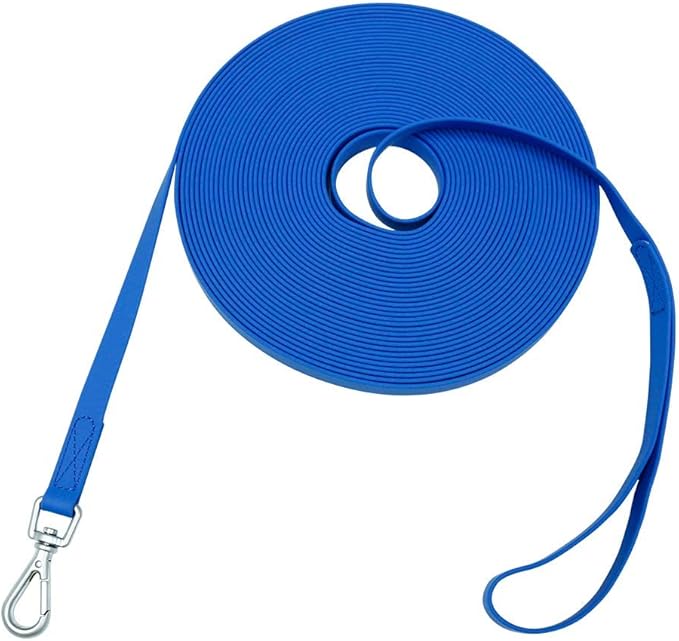 Waterproof Dog Training Leash 50FT 30FT 15FT 10FT 5FT Heavy Duty Recall Long Lead for Large Medium Small Dogs (30FT, Blue)