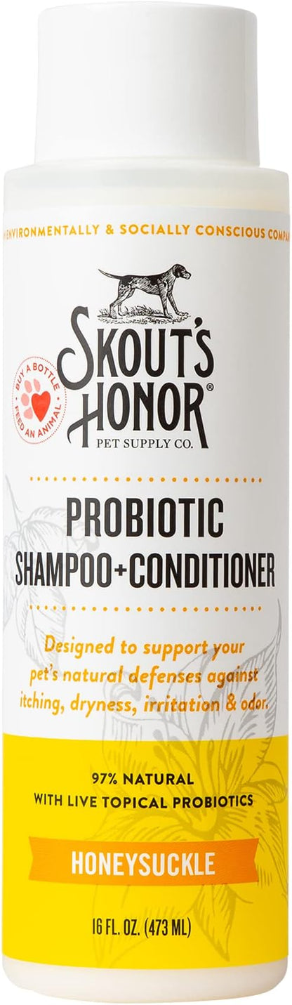 Skout’s Honor Probiotic Natural Dog Shampoo and Conditioner with Avocado Oil & Omega-3s, Gentle Puppy Shampoo, Hydrating Dog Conditioner, 97% Natural, Paraben & Sulfate-Free, Cruelty-Free, 16 oz