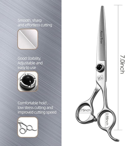 Fenice Totem Dog Grooming Scissors: 7 inch Pet Shears Made Of Japanese 9CR Advanced Stainless Steel Professional Grooming Scissors for Dogs Cats and Other Pets