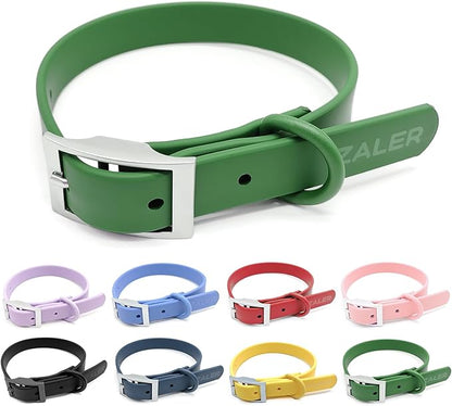 ZALER Waterproof Dog Collar, Adjustable Odor Proof Dog Collars Easy to Clean, Soft Comfortable Pet Collars for Large, Medium Small Dogs (Spruce Green, S(Length:8.6''-12.6''; Width:0.75''))