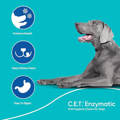 Virbac C.E.T. Enzymatic Oral Hygiene Chews for Small Dogs - Plaque & Tartar Control - Single Layer Beefhide with Exclusive Dual-Enzyme System & Tasty Chicken Flavor - Easy to Give Dog Dental Chew