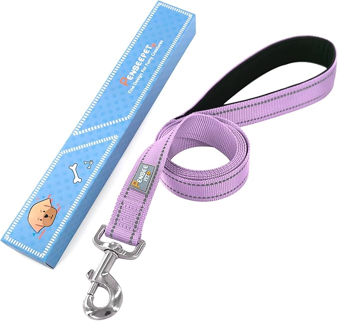 Reflective Dog Leash 6 FT Padded Handle Nylon Dogs Leashes for Small Dogs Lavender