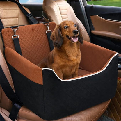 Dog Car Seat for Small Dogs Under 30lbs, Dog Booster Seat with Detachable Washable Cover and Cushion, Memory Foam Pet Car Seat with Safety Belt and Storage Pockets