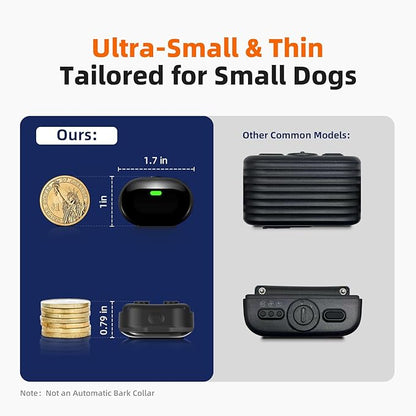 Ultra-Small Dog Shock Collar with Remote, Ultra-Light & Thin Dog Training Collar, Tailored for Small Dogs 5-15lbs & Medium Dogs, 198-Level Precise Control, Waterproof, Rechargeable (Not Auto Collar)