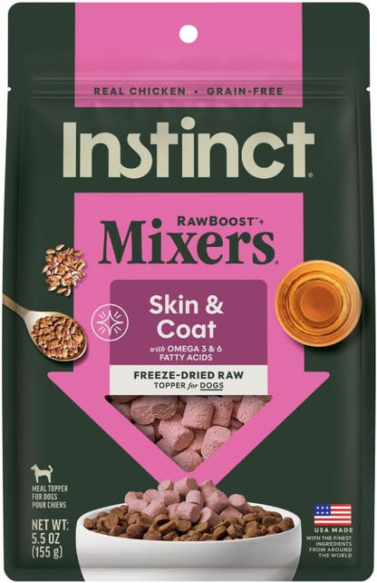 Instinct Raw Boost Mixers Skin & Coat Health Freeze-Dried Dog Food Topper, 5.5 oz. Bag