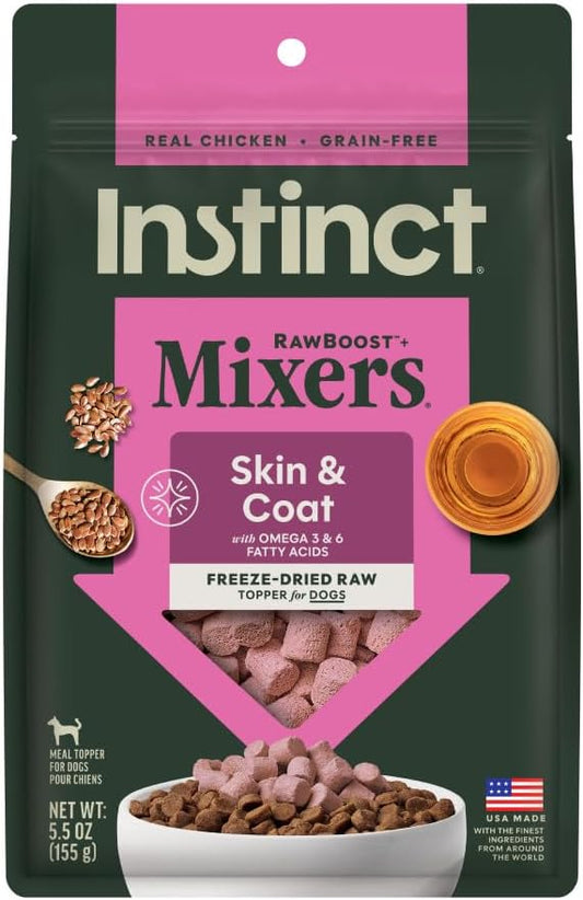 Instinct Raw Boost Mixers Skin & Coat Health Freeze-Dried Dog Food Topper, 5.5 oz. Bag