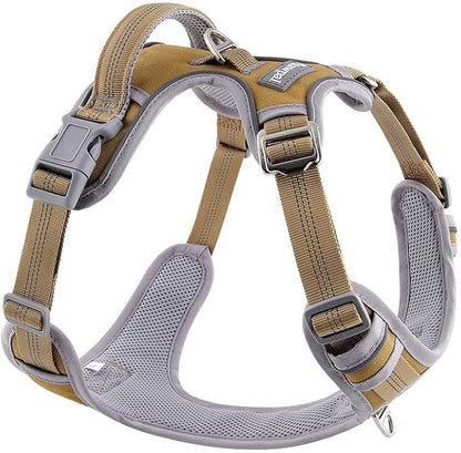 Paawpal Adjustable Dog Harness - No Pull, Reflective, Soft Padded for Small, Medium, Large Dogs - Includes Leash Beige L