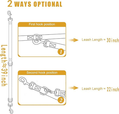 Double Ended Dog Leash,for Obedience Training Easy to Use,Lightweight,Soft for Large and Medium Dogs (Black, 1M*2.5CM)