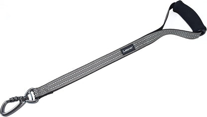 Kruz Dog Leash (Width - 1”, Length - 20 in) Reflective Rope Lead with Soft Silicone Grip, Click & Lock Snap, Durable Nylon Safety Lead with Locking Carabiner Clip & Foam Handle - Grey