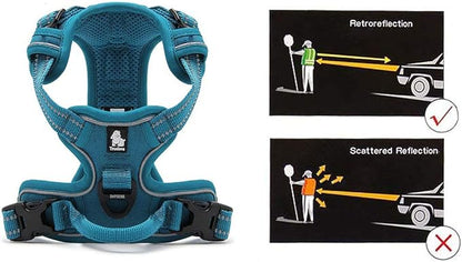 JUXZH Truelove No Pull Dog Harness with Easy Control Handle and 2 Leash Attachments,Reflective Adjustable Pet Vest