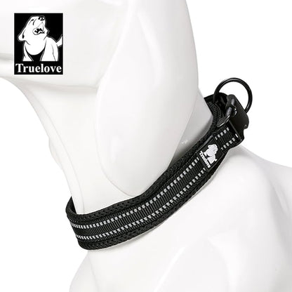 Truelove Dog Collar Reflective Premium Duraflex Buckle,High Grade Nylon Webbing No Choke Basic Collars TLC5011(Black,2XL)