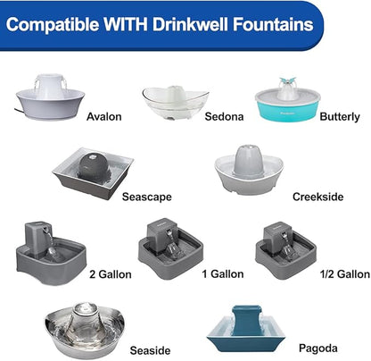 MyfatBOSS 18PCS Carbon Filters and Foam Pre-Filter Replacement Set Compatible with Petsafe Drinkwell Avalon Pagoda Seascape Sedona Water Bowl Fountain Prefilters,Pet Water Fountain Filters,12+6 Pack
