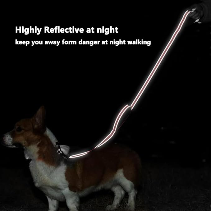6 FT Dog Leash with 2 Padded Handle Nylon Reflective Dogs Leashes for Small Medium Large Dogs Red