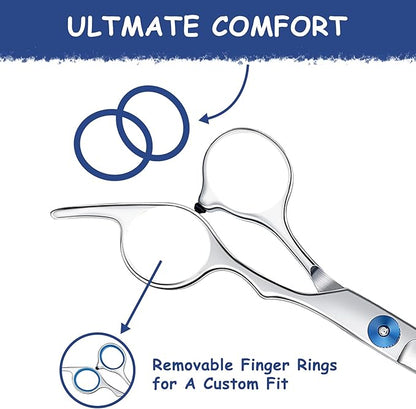 Dog Grooming Scissors - Maxshop 7 Inch Professional 2 Pack Heavy Duty Titanium Stainless Steel Pet Grooming Scissors Kit Rounded Tip Hair Cutting Curved Scissors Thinning Shears for Dogs and Cats