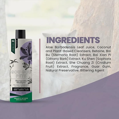 Gou Gou Pets Holistic Natural Anti-Fungal Shampoo for Dogs, Cats & Horses: Veterinarian Recommended: Relieve Itching & Flaking Skin Caused by Fungal Infections & Skin Conditions - Made in USA - 16 oz