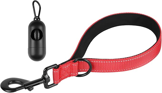 Dog Leash, Short Dog Leash, Leashes for Large Breed Dogs,Traffic Padded Handle- Reflective Training Lead, Perfect for Medium to Large Dogs(12 Inch, Red)