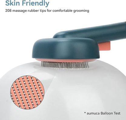 Aumuca Self-Cleaning Shedding Brush for Dogs & Cats, Gentle Deshedding Tool for Long & Short Hair Pets, Easy Hair Removal Grooming Brush