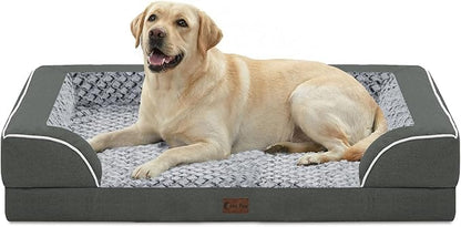 Casa Paw Orthopedic XL Dog Beds, Waterproof Memory Foam Big Pet Bed for Extra Large Sized Dogs 45x35Inch, Non-Slip Bottom and Egg-Crate Foam Dog Couch Bed with Washable Removable Cover, Dark Grey