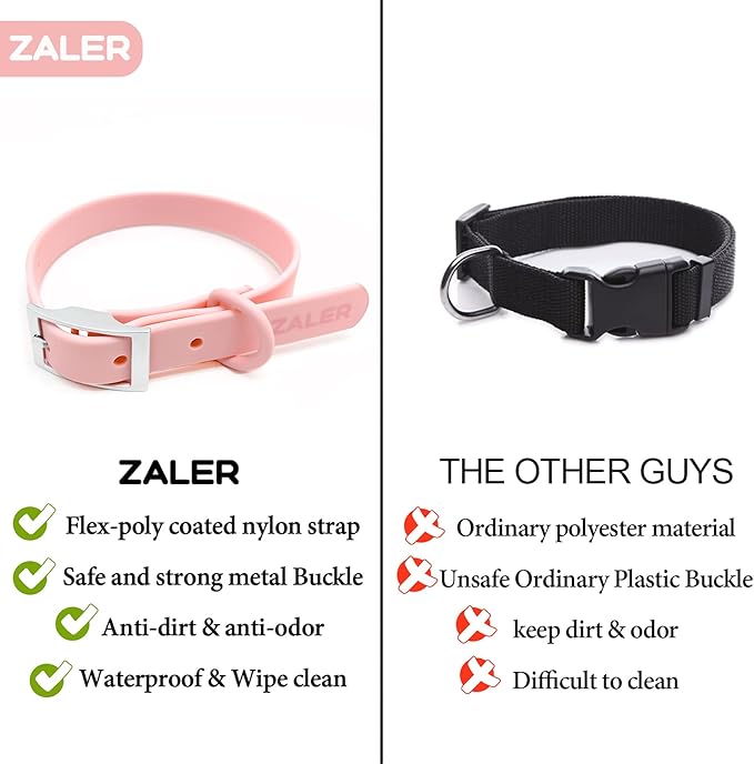 ZALER Waterproof Dog Collar, Adjustable Odor Proof Dog Collars Easy to Clean, Soft Comfortable Pet Collars for Large, Medium Small Dogs (Pink, S(Length:8.6''-12.6''; Width:0.75''))