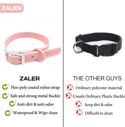 ZALER Waterproof Dog Collar, Adjustable Odor Proof Dog Collars Easy to Clean, Soft Comfortable Pet Collars for Large, Medium Small Dogs (XL, Pink, 1pc)