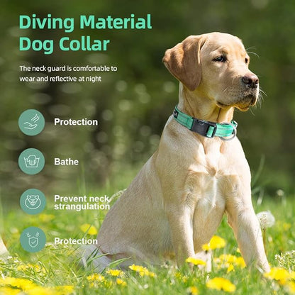 EXCELLENT ELITE SPANKER Reflective Dog Collar Classic Soft Padded Breathable Nylon Adjustable Pet Collar with Quick Release Buckle for Boy Girl Male Female Puppies Small Medium Large Dogs(Green-M)