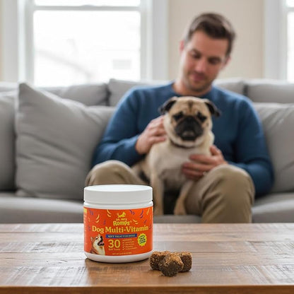 Dr Jay's Romps Dog Multivitamin Chews - Collagen Type II for Joint, Skin & Coat Support - Daily Dog Vitamins & Supplements for Immune & Digestion Health - Soft Chews for All Life Stages - 30 Count