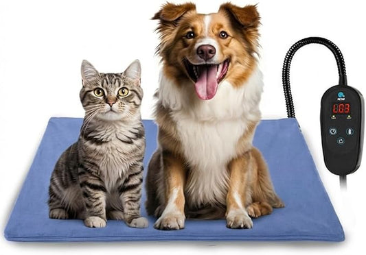 PETNF Pet Heating Pad Temperature Adjustment Dog Anti-bite Puppy with Timer Indoor Waterproof Pet Warming Electric Heated Bed Mat Dog