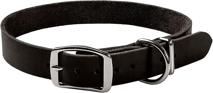 ADITYNA Black XL Leather Dog Collar for Extra-Large Dogs - Classic, Soft, Strong, Heavy Duty, Handmade Top-Grain Leather - for Walking, Training, and Hiking