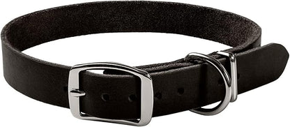 ADITYNA Black XL Leather Dog Collar for Extra-Large Dogs - Classic, Soft, Strong, Heavy Duty, Handmade Top-Grain Leather - for Walking, Training, and Hiking
