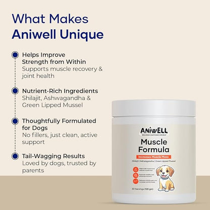 Muscle & Vitality Formula for Dogs with Ashwagandha, Shilajit, Green Lipped Mussel & Glucosamine | Pack of 3