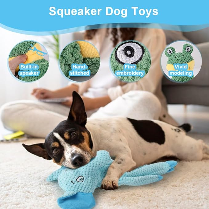 PELTEFLU Dog Squeak Toys for Small, Medium & Large Dogs, Durable Chew Toy for Teething and Chewing, Tough Interactive Puppy Toy, 5-Pack, for Dogs