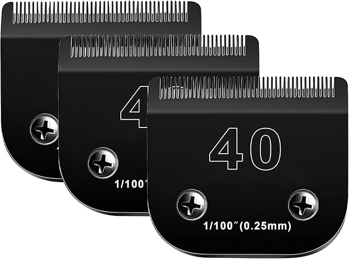 Audoc 3PACK 40 Blades Dog Grooming Blades Compatible with Ainds/Oster A5/Wahl KM-10 Series Dog Clippers,Detachable Clipper Replacement Blade，Black