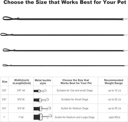 AMAGOOD 6 FT Cat Leash, Strong and Durable Traditional Style Leash with Easy to Use Collar Hook,Cat Lead Great for Cats (3/8" x 6 Feet,Black and Black(2-Pack))