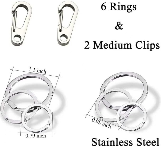 Dog Tag Clips / 2 Pack/Multiple Size 304 Stainless Steel Quick Clip with Rings/Easy Change Dog Cat ID Tag Holder for Small pet Collars and Harnesses.(2 Medium Grey)