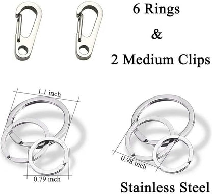 Dog Tag Clips / 2 Pack/Multiple Size 304 Stainless Steel Quick Clip with Rings/Easy Change Dog Cat ID Tag Holder for Small pet Collars and Harnesses.(2 Medium Grey)