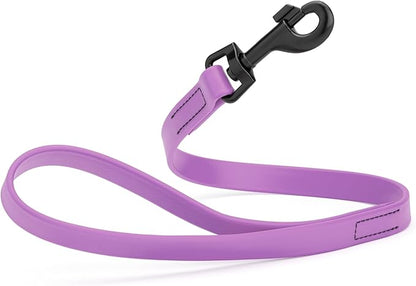 Dogline Biothane Waterproof Dog Leash Strong Coated Nylon Webbing with Black Hardware Odor-Proof Easy to Clean High Performance for Small or Large Dogs Made in USA 2 ft Lead, Amethyst Purple