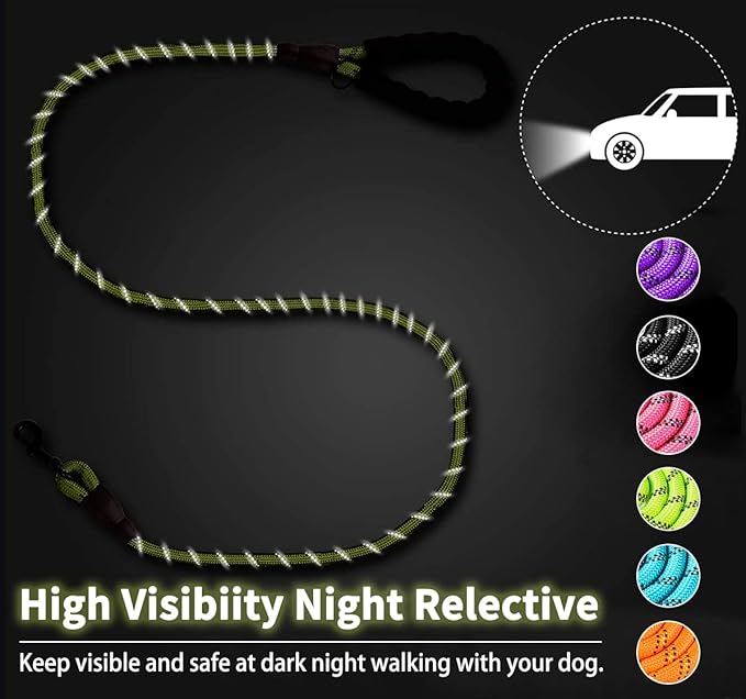 COOYOO 2 Pack Dog Leash 5 FT Heavy Duty - Comfortable Padded Handle - Reflective Dog Leash for Medium Large Dogs with Collapsible Pet Bowl¡­