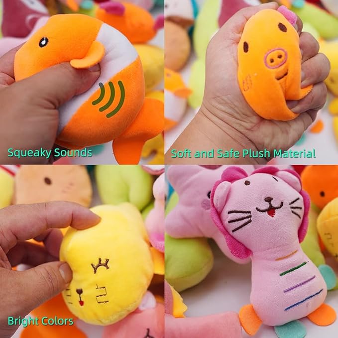 YUNKINGDOM 27 Pack Puppy Squeaky Toy,Different Designs Squeakers Pet Toys,Cute Bulk Plush Dog Toys,Small Dog