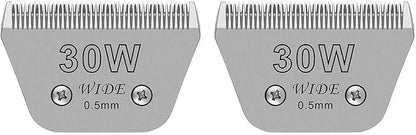 Audoc Wide Blades for Dog Grooming Blades Compatible with Andis,Oster A5,Wahl km10 Dog Clippers Stainless Steel Blades Blades for Animal Dog,Cat,Horse, (#30W(0.5mm)/2PCS)