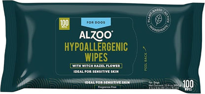 ALZOO Grooming Hypoallergenic Wipes for Dogs, 100% Plant-Based Active Ingredients, 100 Count
