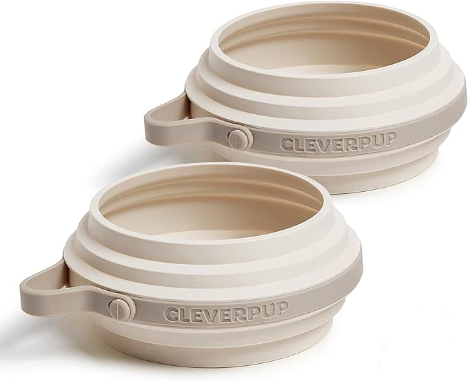 Cleverpup, Small 7-Piece Bistro Box Dog Food Travel Kit, 6-Cup Kibble Storage, 2 Silicone Bowls, Mat & Scoop - Premium Portable Pet Food Kit for Weekends, Overnights, Daycare & Camping, Checkerboard
