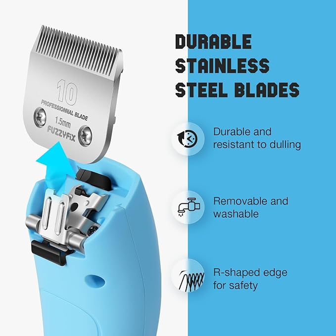 Professional Dog Clippers for Grooming - 2 Speed for Thick Curly Matted Coats, Low Noise Cordless Pet Hair Trimmer with Detachable A5 Blade & Metal Guide Combs Kit for Horse Animal Breeds